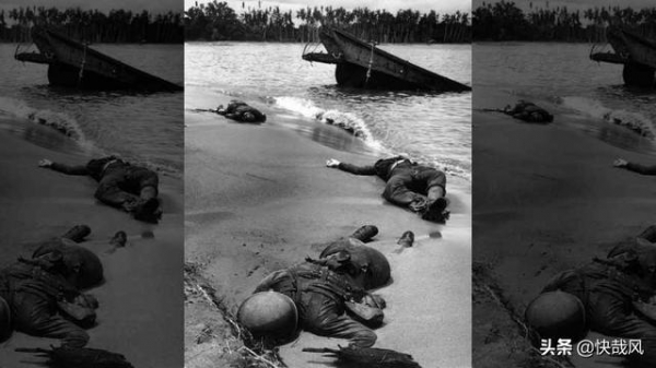 一张赢得二战的照片：三具美国士兵的尸体躺在沙滩上