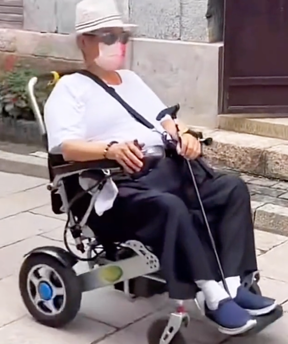 69岁洪金宝坐轮椅出游，疾病缠身状态惹人忧，小13岁妻子默默陪伴