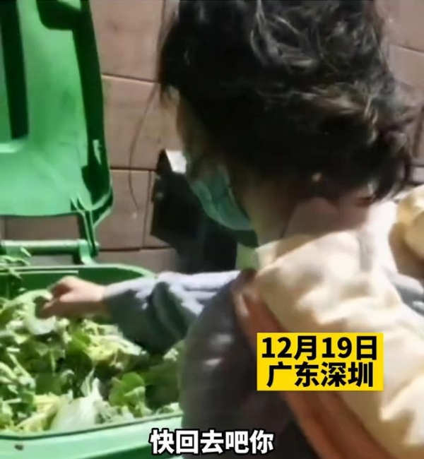 深圳一女子凌晨在垃圾桶捡烂菜叶，还背着3个月的宝宝，孩子大哭