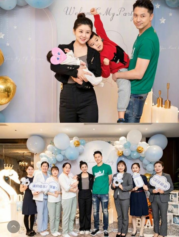 李小萌祖孙三代为二胎庆满月，6口全是高颜值，她产后曲线变更好