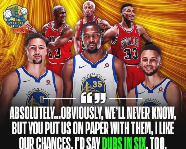 库里：17年勇士能击败96年公牛，可能6场！球迷：17年火箭队不服