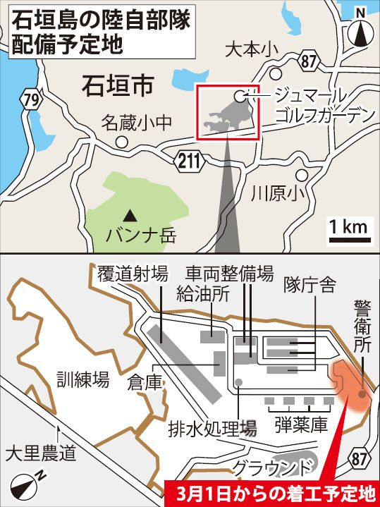 日本网络上流传的石垣岛在建的导弹基地示意图。