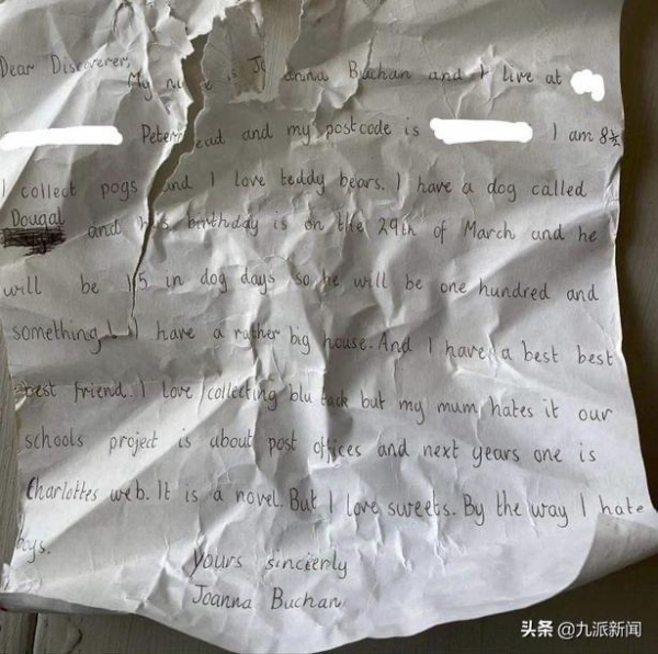 英国女子8 岁时写信装漂流瓶扔海里，25年后真的收到回信