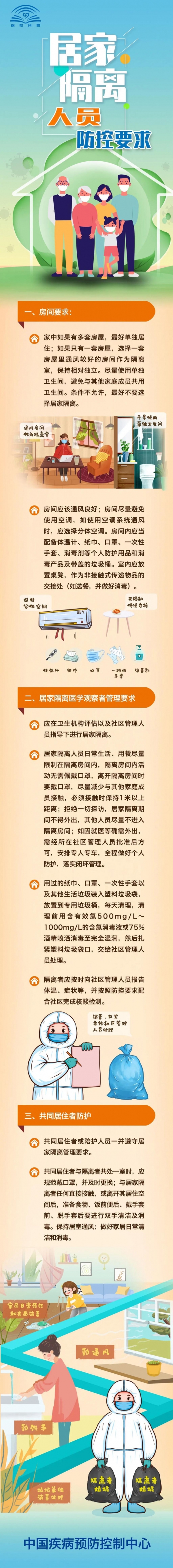 中国疾控中心发布居家隔离人员防控要求