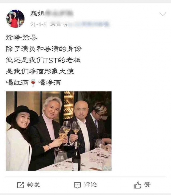 徐峥被曝是TST公司红酒代言人 张庭为什么说他是公司老板？