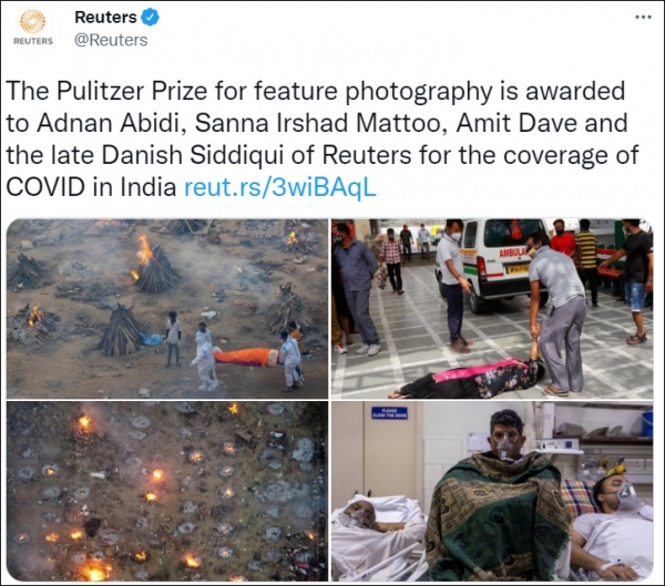 2022年普利策奖获得者公布，报道印度新冠疫情的摄影师获“特写摄影奖”
