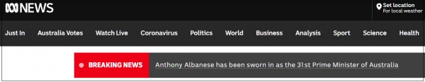 安东尼·阿尔巴内塞就任澳大利亚第31任总理，临时安排4名部长