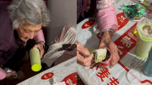 孙女返程奶奶给300元红包，笑着炫耀小金库心酸：俩罐子都是零钱