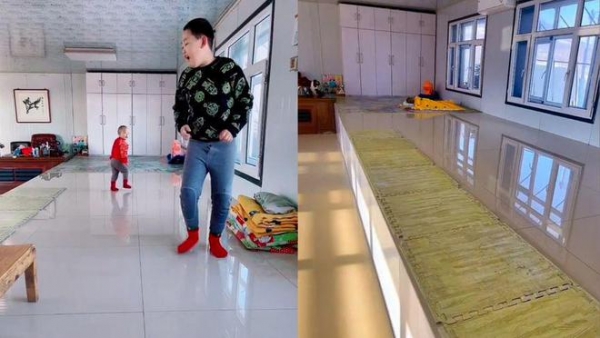 吉林女子晒14米超级大炕,清一色通铺贴满白色瓷砖:聊天全靠喊!