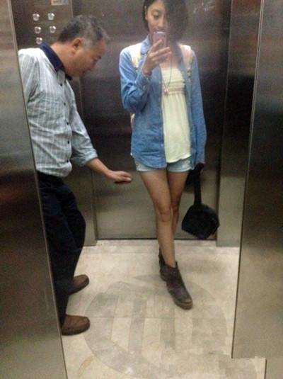 大叔你不知道电梯里有监控么，你也敢这样来
