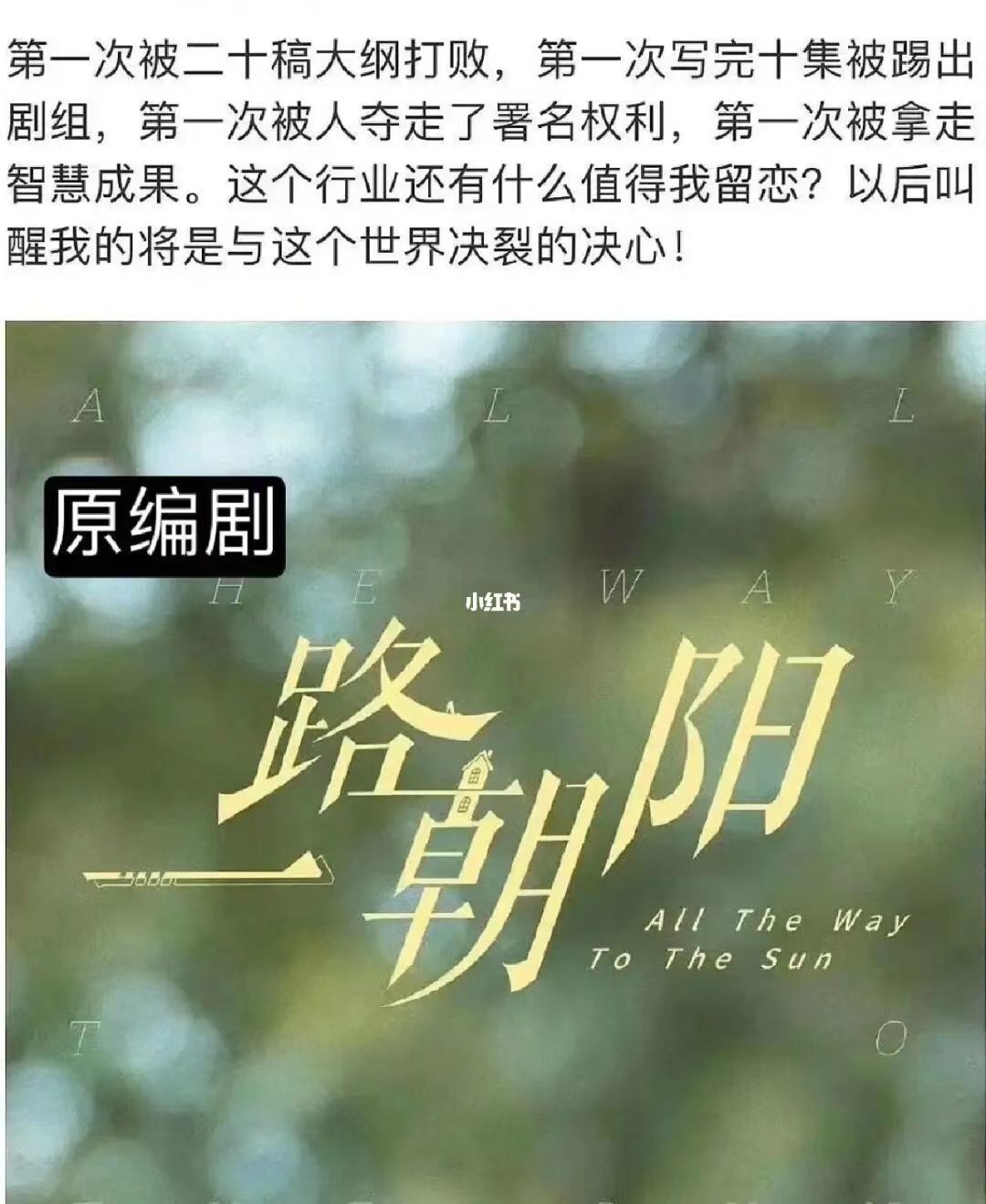 《一路朝阳》原编剧疑半路被踢，演员进组前只拿前10集剧