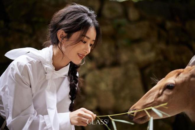 赵丽颖再登杂志封面轻敲木鱼秀美腿眼神凌厉气场强大