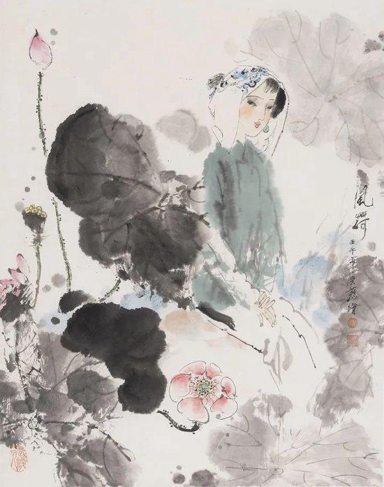 风荷 68x46cm 中国画 2002