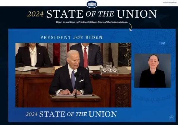 当地时间2024年3月7日，美国总统拜登在美国众议院发表国情咨文演讲 图源：美国白宫网站视频截图