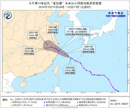 台风普拉桑今日登陆浙江沿海