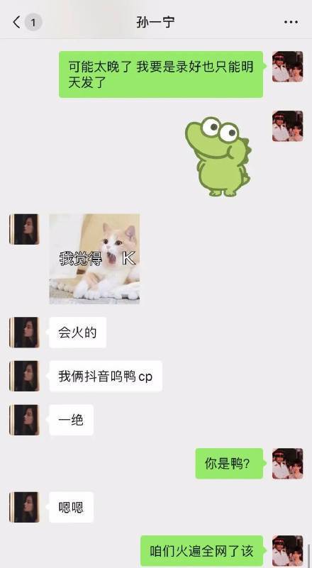 孙一宁呜呜姐聊天记录曝光 组假CP套路粉丝赚钱