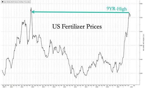 北美化肥价格飙至近10年高位 未来粮食涨价压力大
