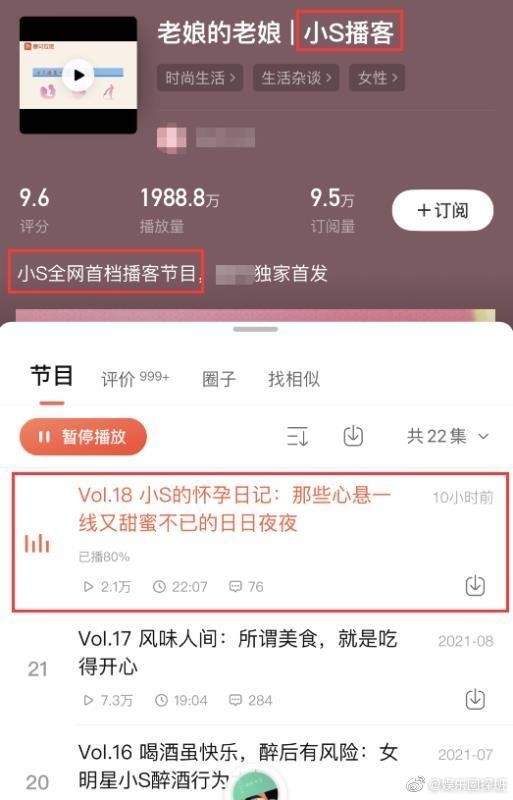 ▲小S日前更新Podcast节目，被指准备复出。 （图／翻摄自微博／娱乐圈探班）
