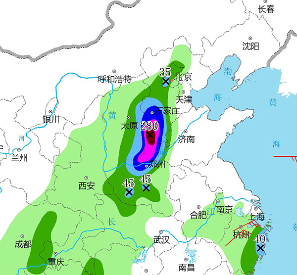 降水“中心”从郑州北移，河北迎来局地大暴雨