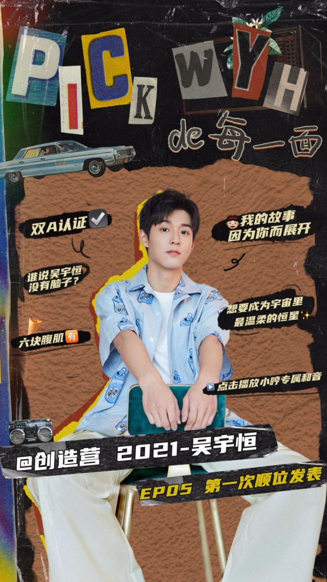 《创造营2021》第一次顺位发布 吴宇恒第14名晋级