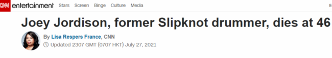 Slipknot乐队创始鼓手乔伊·乔迪森去世 享年46岁