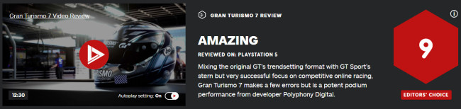 《GT赛车7》首批媒体评分解禁：IGN 9分