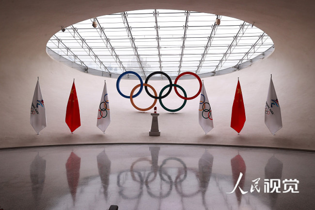 北京冬奥会火种在奥林匹克塔展出编辑图片素材-ID:1355783531